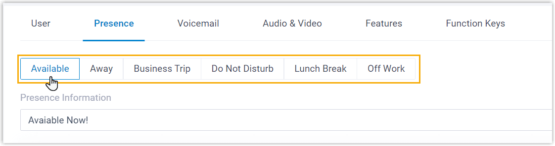Choose Extension Presence Status