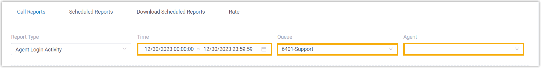 Filter Agent Login Activity Data