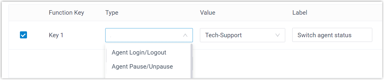 Function Keys for Agent