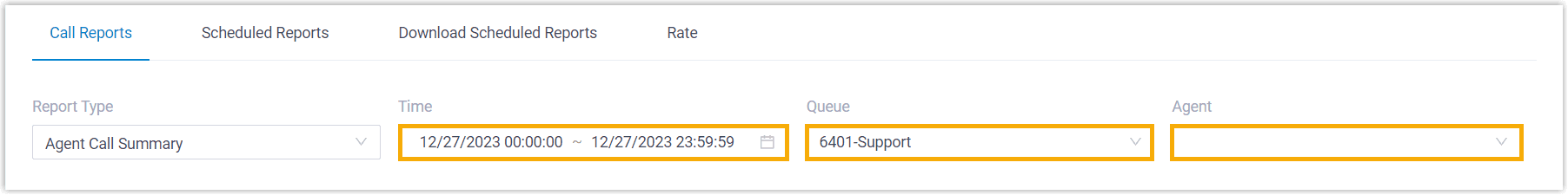Filter Agent Call Summary Data