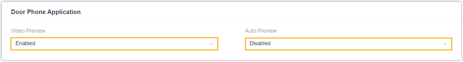 Door Phone Application settings with the video preview and auto preview options