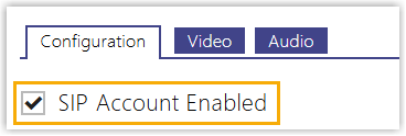 The SIP Account Enabled checkbox selected on the intercom