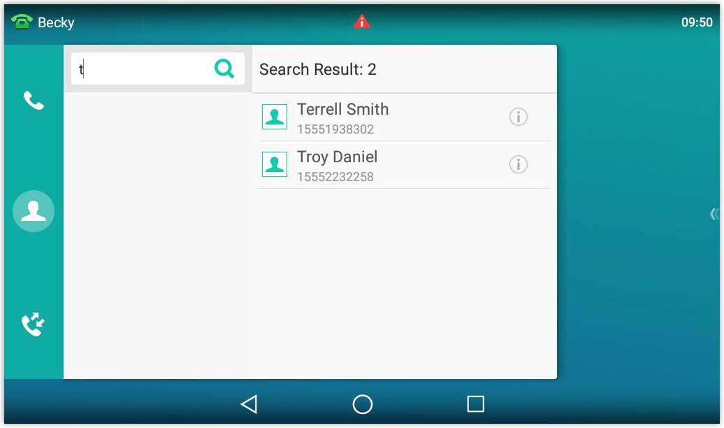Searching for a contact by name on a Yealink phone