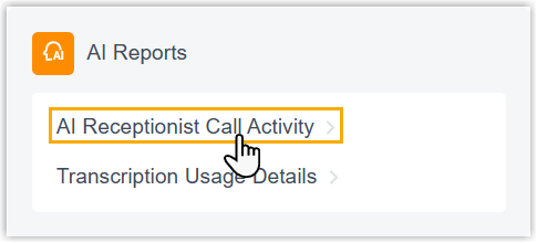 AI Reports pane listing the available AI report types