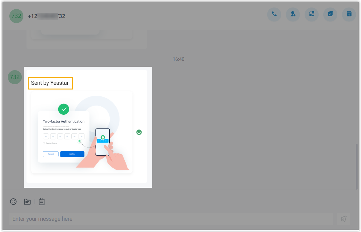 Cloud Voice, how the accompanying text appears next to a file on the recipient's side