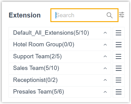 Searching the extension list