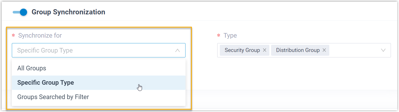 Synchronize for selector with the available scope options