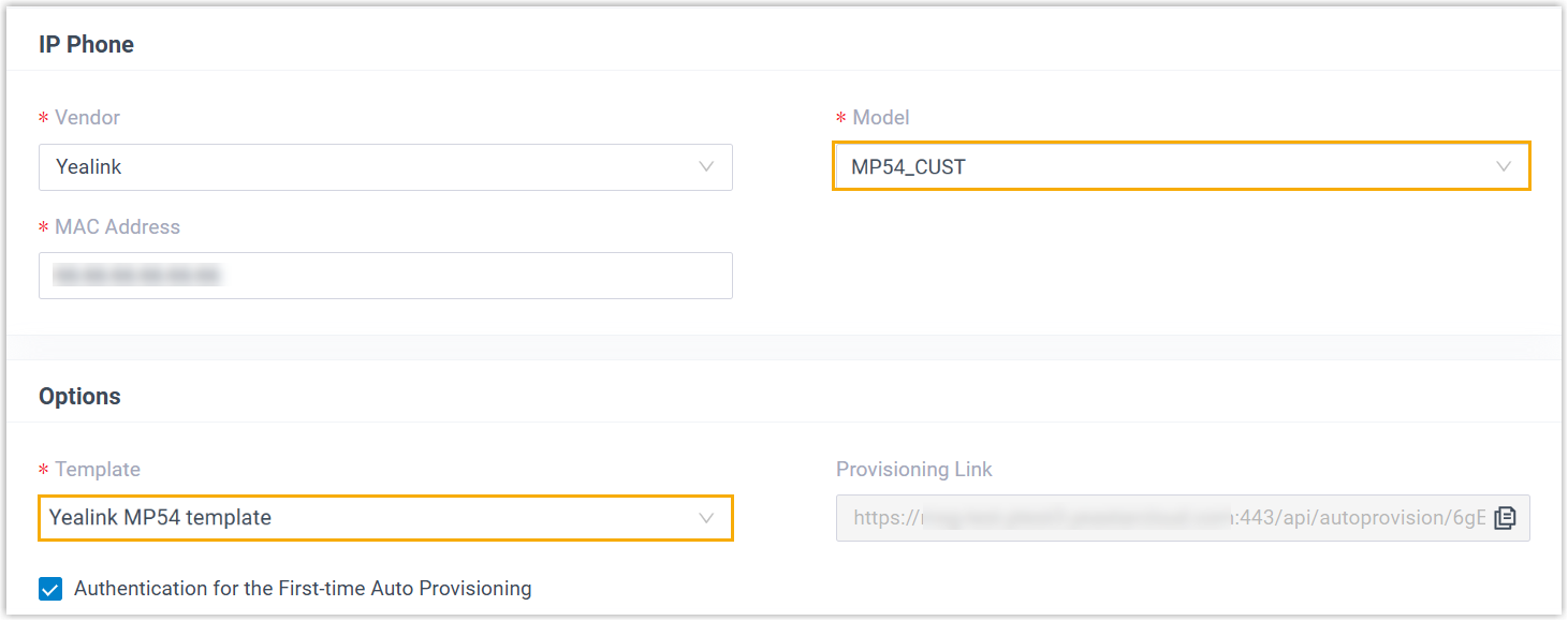 Selecting the custom phone model while adding a phone