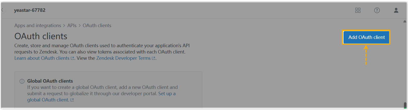 Cloud Voice, OAuth clients page with the Add OAuth client button