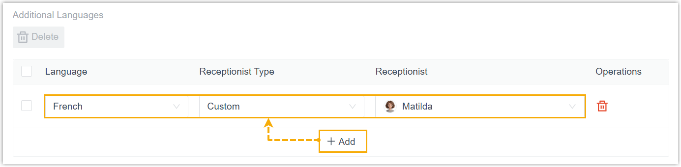Adding an extra language for the receptionist