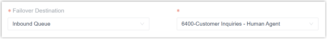 Failover destination configuration