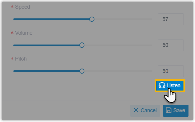The Listen button before the preview is generated