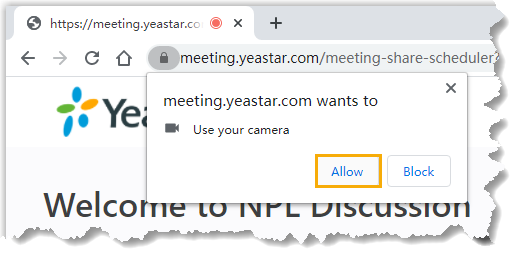 Cloud Voice, browser prompt to allow camera access