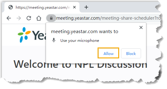Cloud Voice, browser prompt to allow microphone access