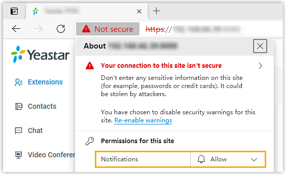 Cloud Voice, changing the Edge notification permission from Block to Allow