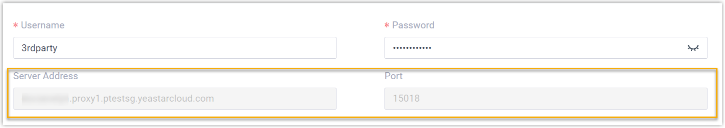 Cloud Voice, the AMI settings page showing the read-only server address and port after AMI is enabled