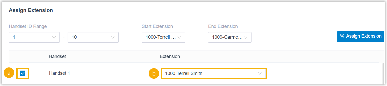 Assigning an extension to a single DECT handset