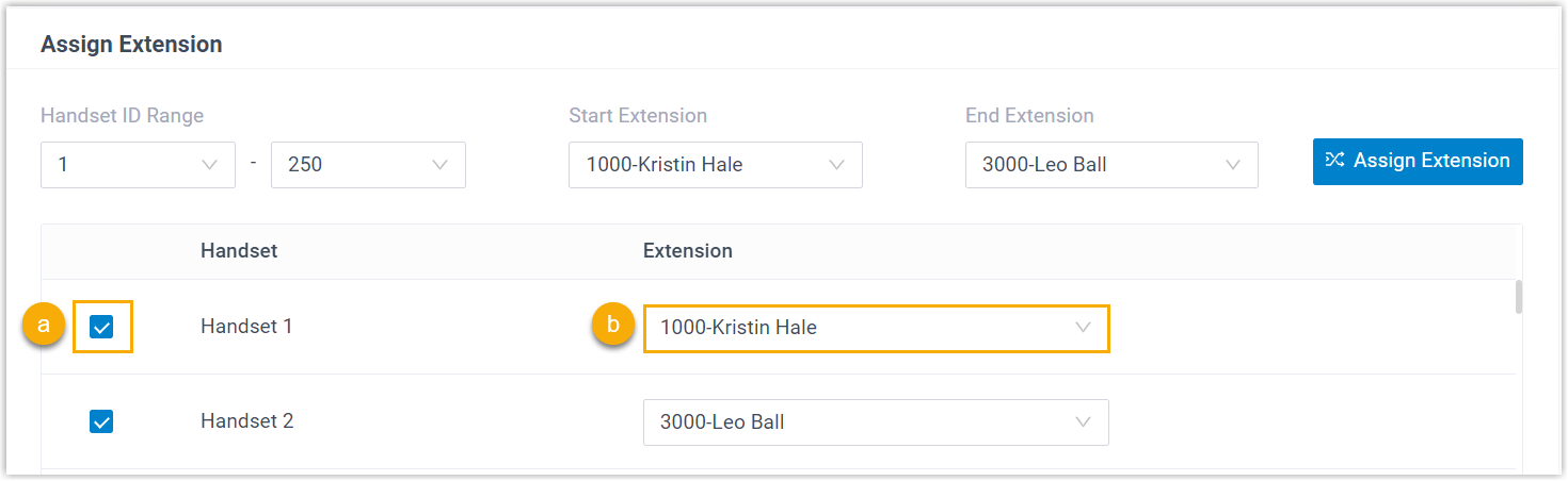 Assigning an extension to a single DECT handset
