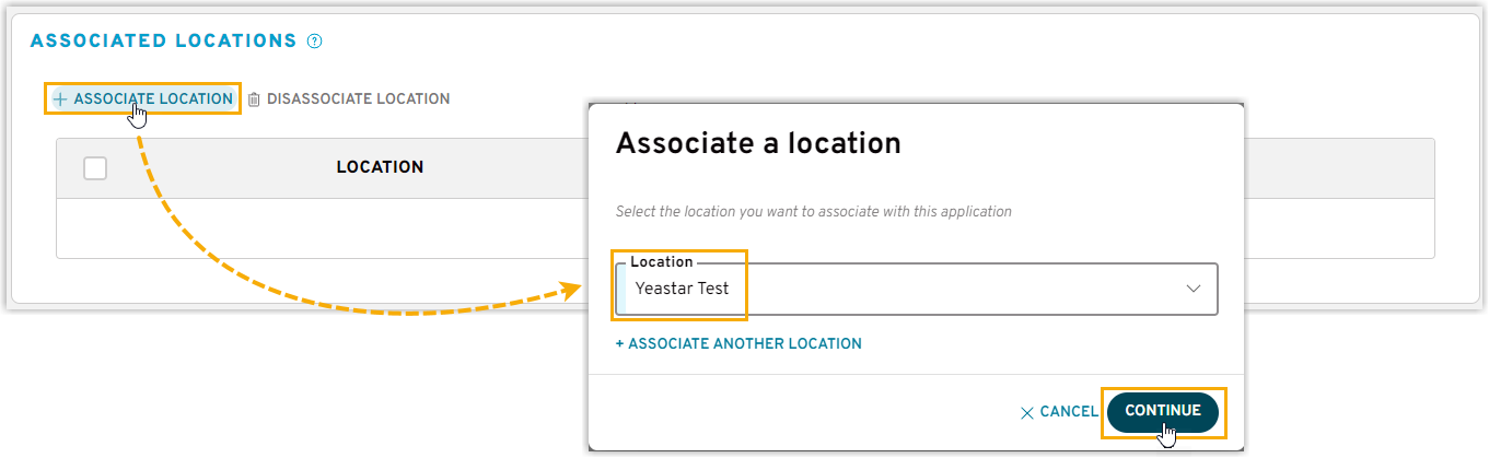 Cloud Voice, associating the Bandwidth application with a location
