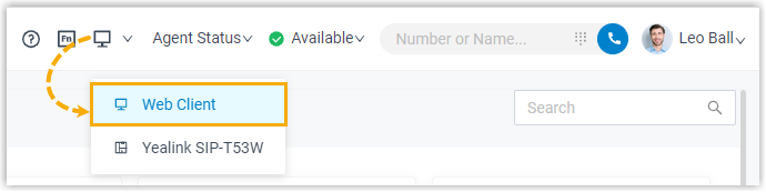 The Cloud Voice App set to handle calls in the browser