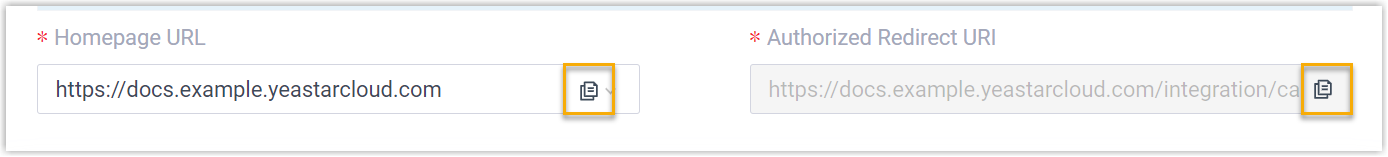 Cloud Voice, Network section showing the homepage URL and authorized redirect URI