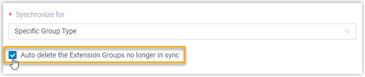 Auto delete the Extension Groups no longer in sync option