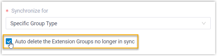 Auto delete option for extension groups that are no longer synchronized