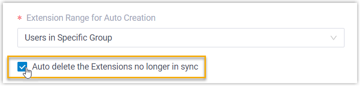 The Auto delete the Extensions no longer in sync checkbox