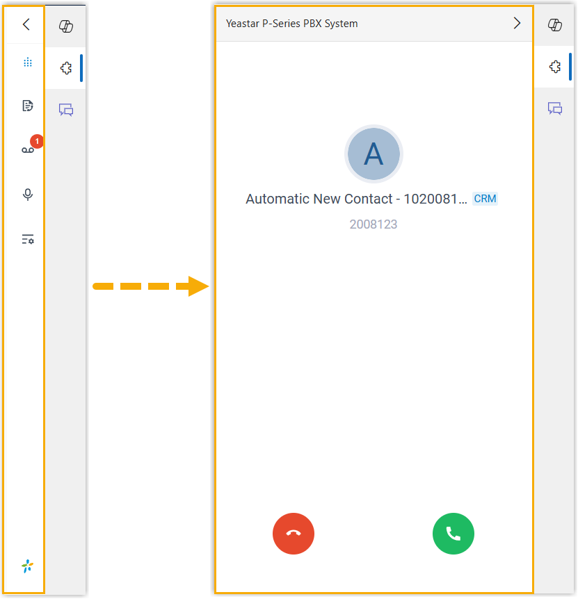 Cloud Voice, the plugin expanded to show an incoming call notification