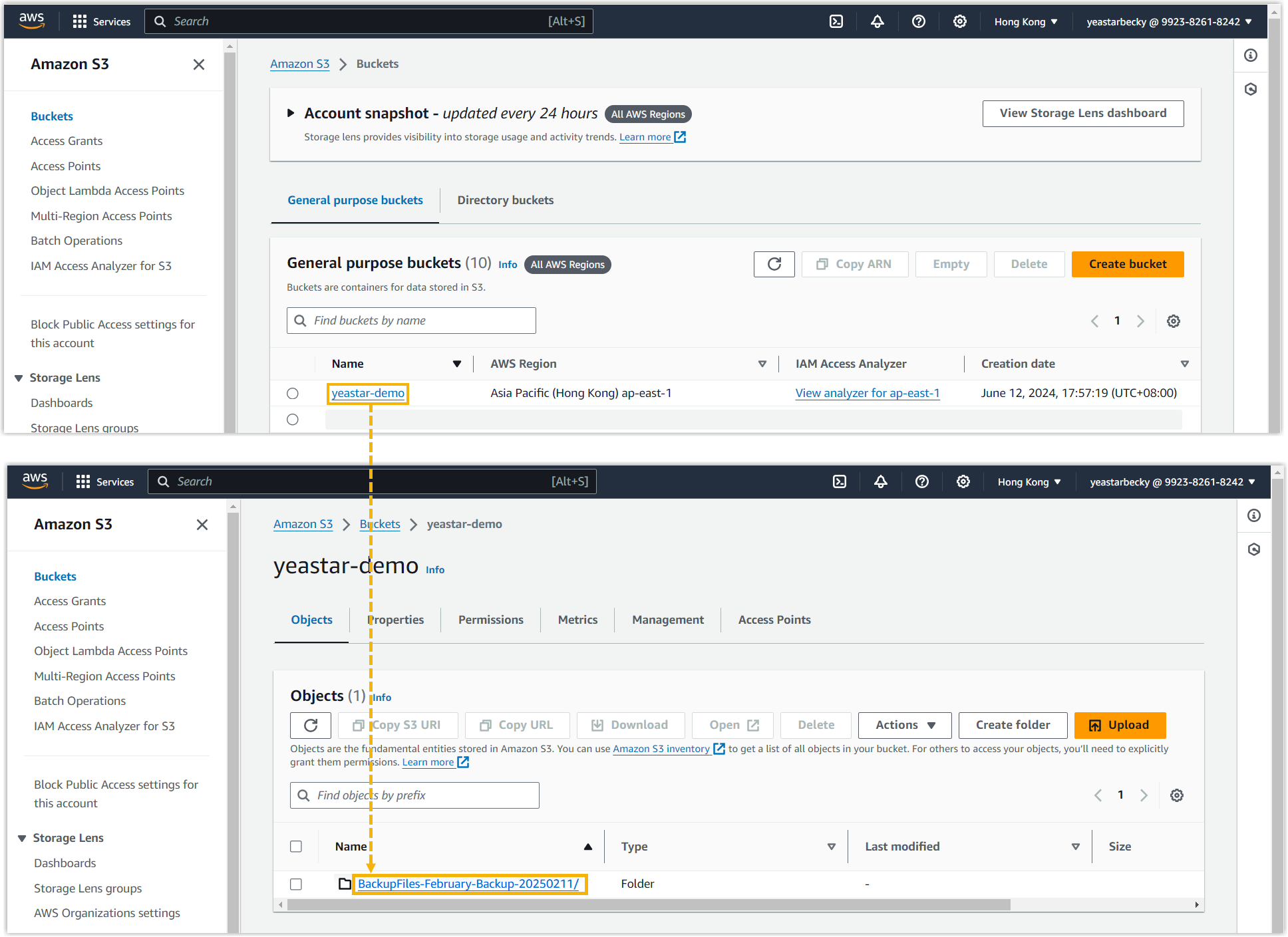 Cloud Voice, archived backup files listed in the S3 bucket