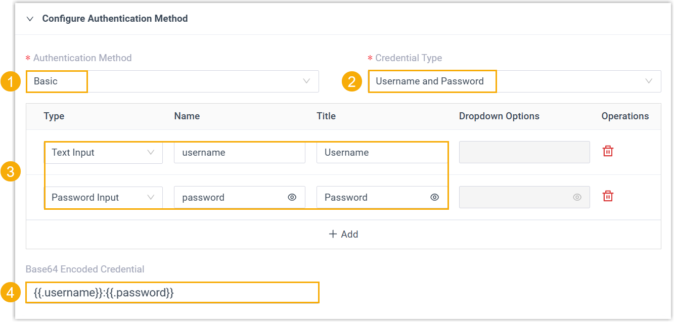 Basic authentication settings