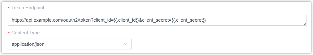 Token retrieval settings for bearer token authentication