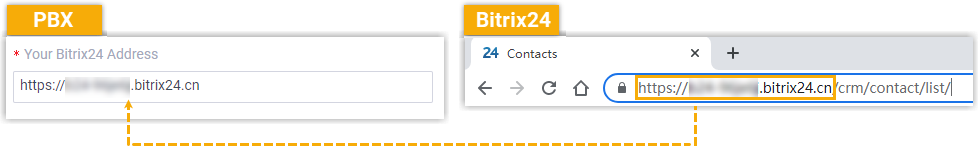 Bitrix24 address field completed on the integration page