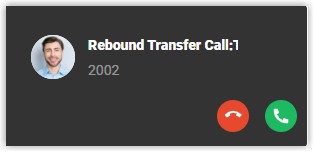 Incoming rebound transfer call showing the Caller ID prefix that identifies a bounced-back transfer