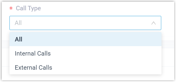 The Call Type list for boss forwarding criteria