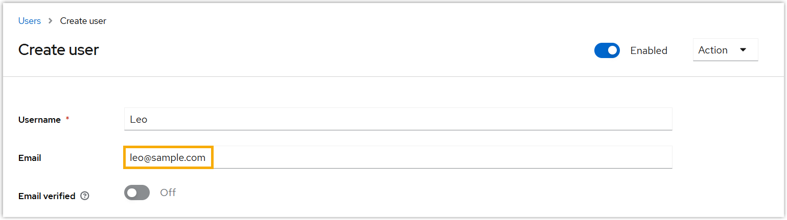 Entering an address in the built-in Email field