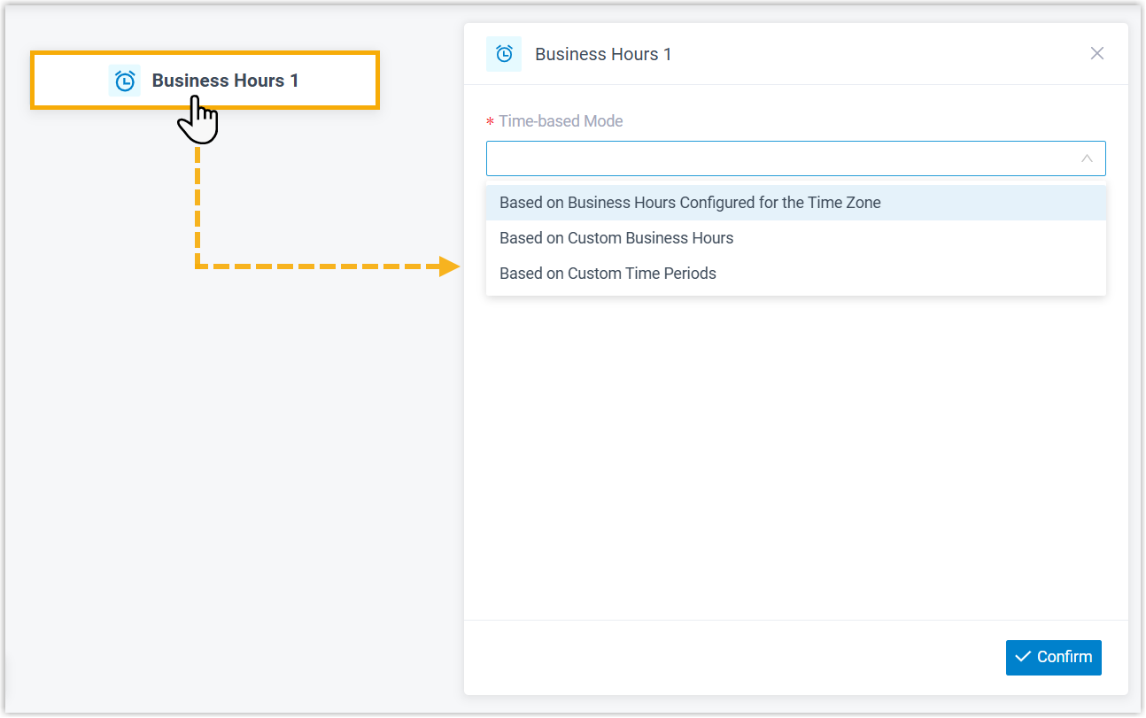 Opening the Business Hours component to begin configuration
