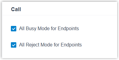 Feature tab options for busy and reject handling across endpoints