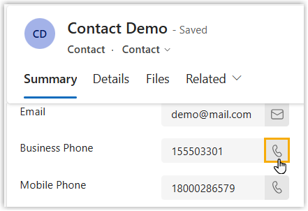 Dialing a number straight from a contact record in Dynamics 365