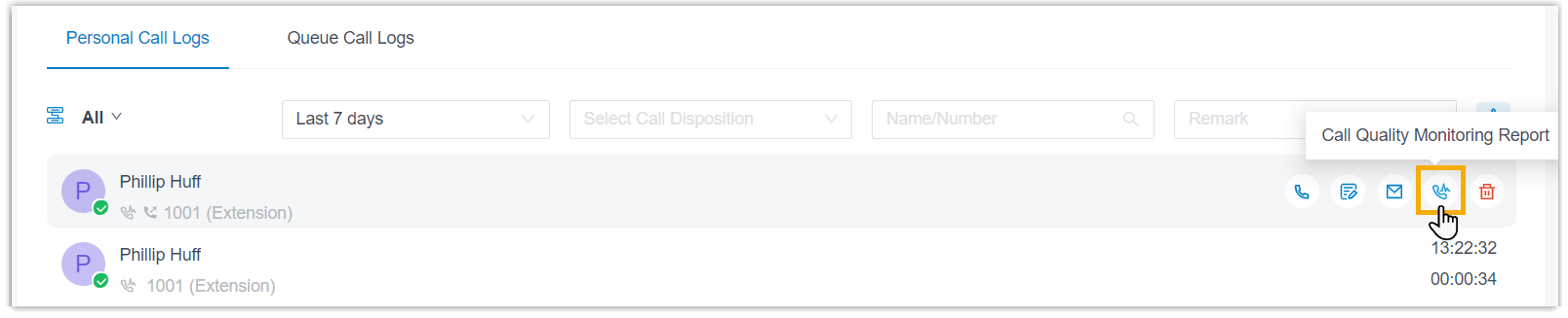The call quality report open in the desktop app