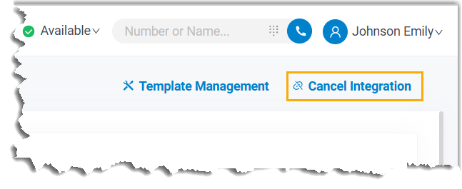 The Cancel Integration button on the CRM integration page