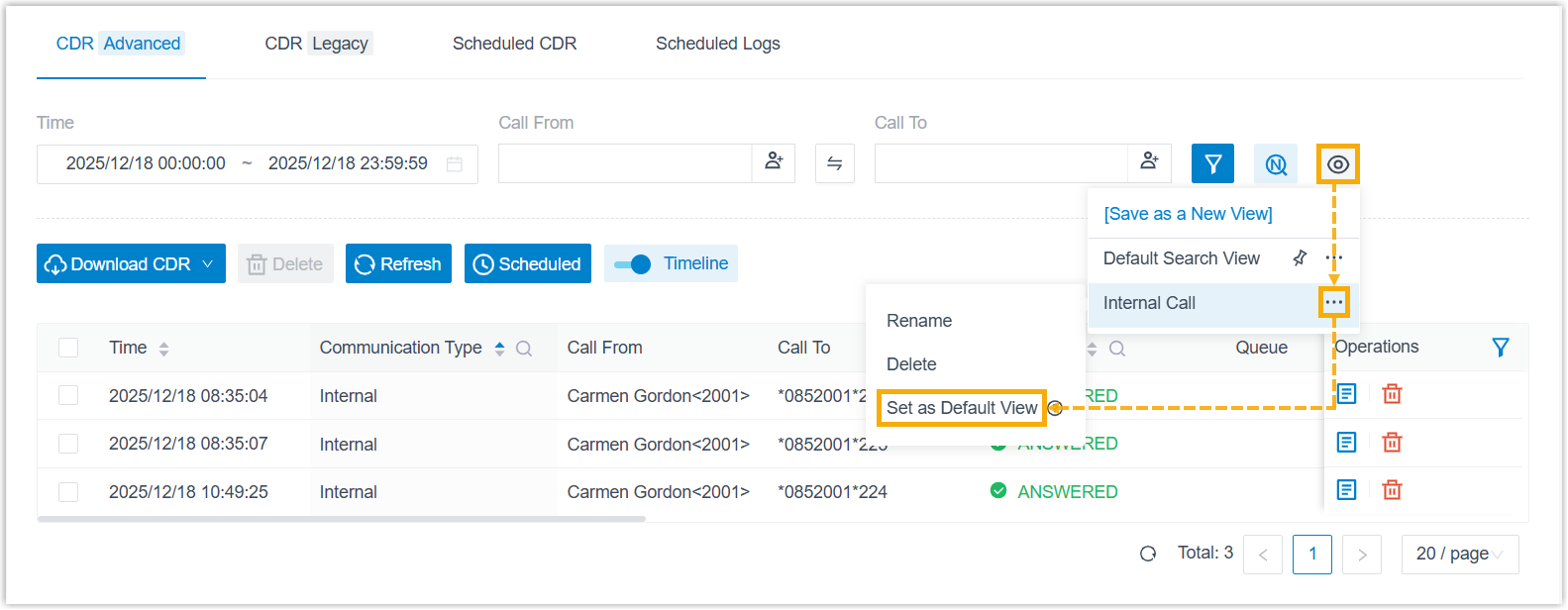 Setting a saved view as the default