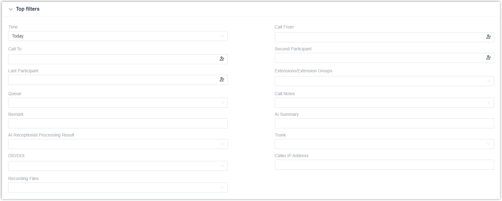 Top filters for scheduled CDR delivery
