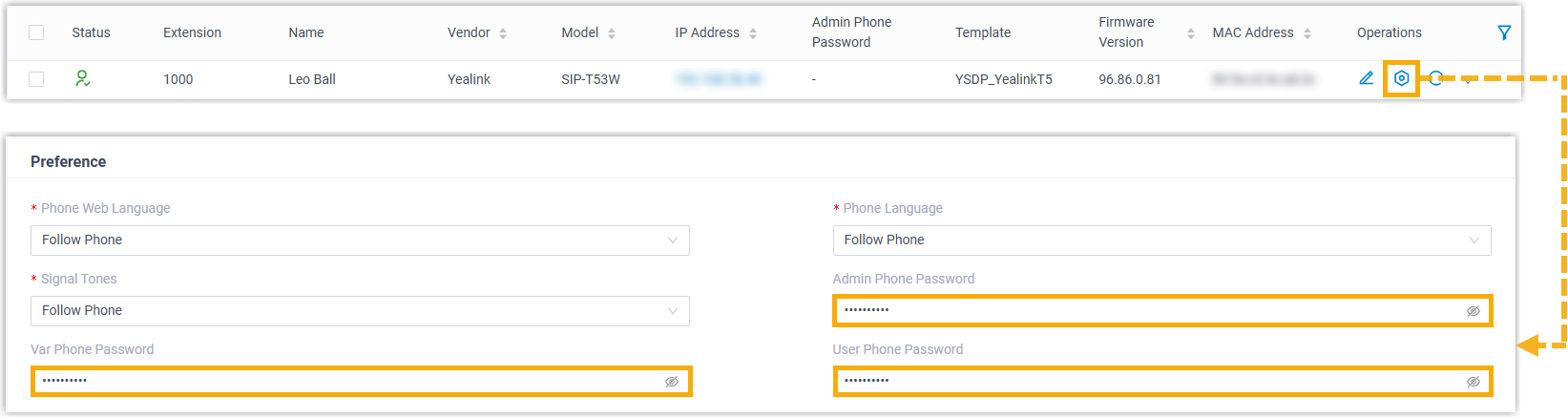 Editing the generated password fields when adding a phone