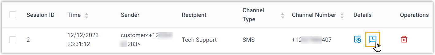 The chat records icon beside a session
