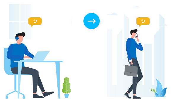 Handing off a live call from a desk device to a mobile phone