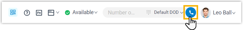 The empty search bar with the call button ready to redial