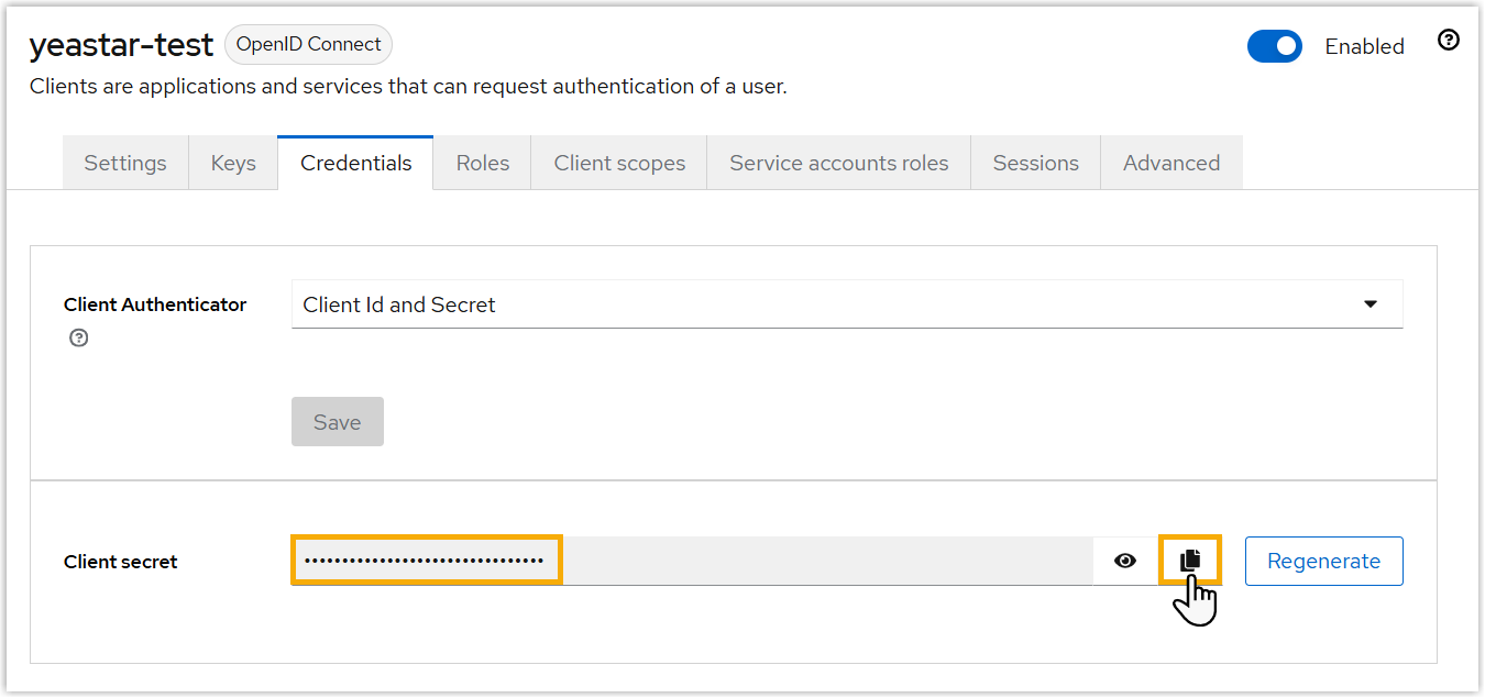 Cloud Voice, client secret shown on the Credentials tab