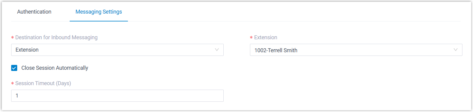 Cloud Voice, Facebook channel messaging settings tab