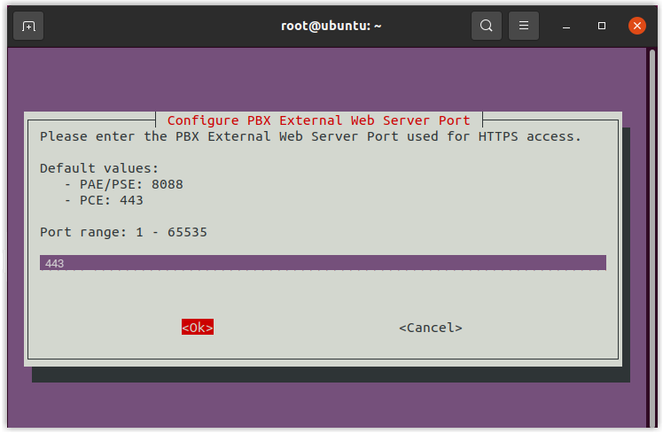 Confirming the PBX external web server port value